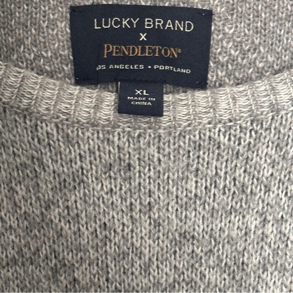 Lucky Brand Pendleton Men's Crew Sweater Aztec Tribal in Grey | XL - Picture 3 of 4